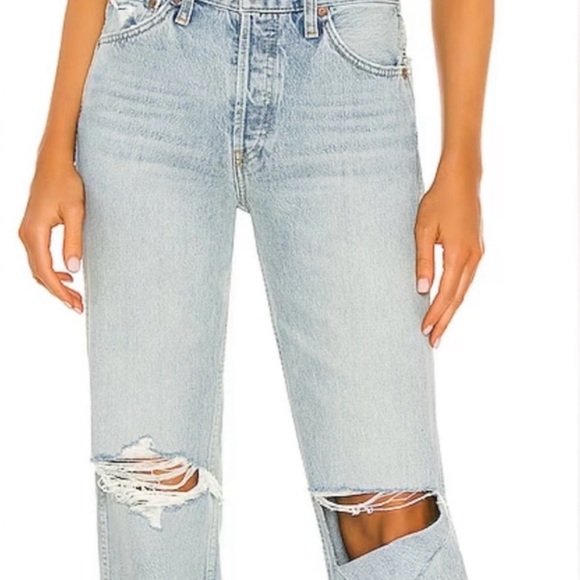🤍 RE/DONE // 90s High Rise Loose • Breezy Indigo with Rips - Picture 5 of 15